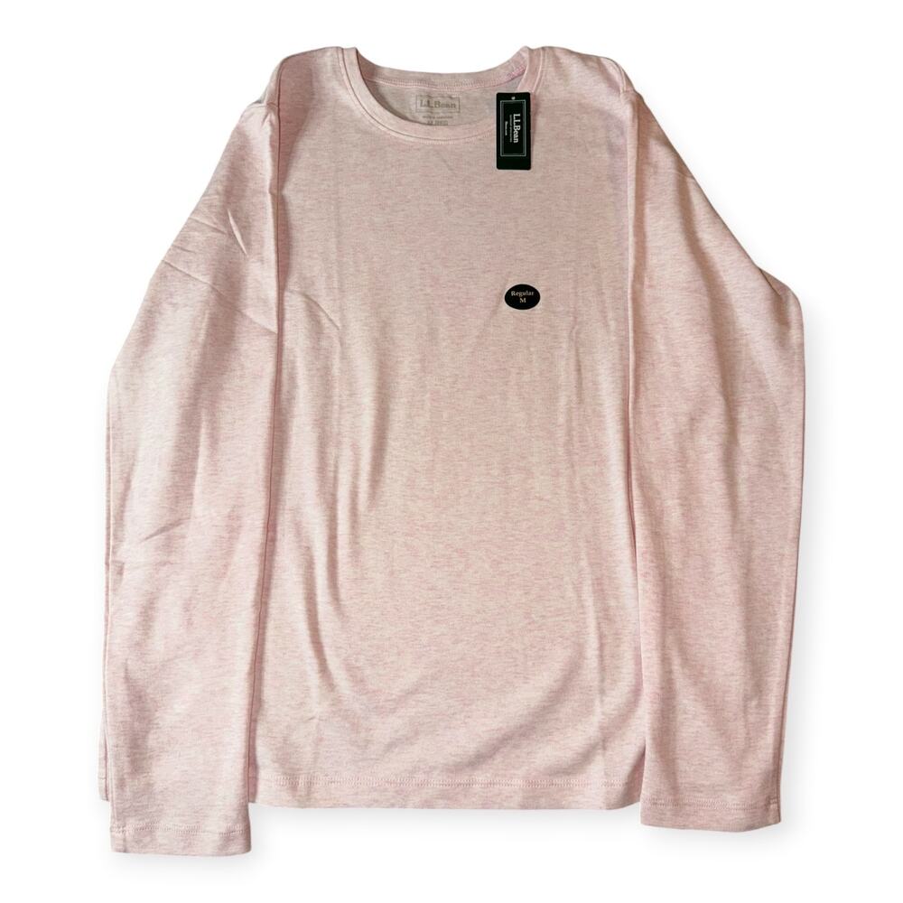 LL Bean Intrick Crew Long Sleeve T-Shirt, Pale Rose, NWT, Women's Medium